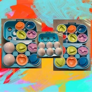 Blue‎ Egg Carton Learning Toy Shapes, Colors, Fine Motor Skills